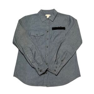 Jcrew Chambray Casual Western Button Up Embellished Pocket Size 0